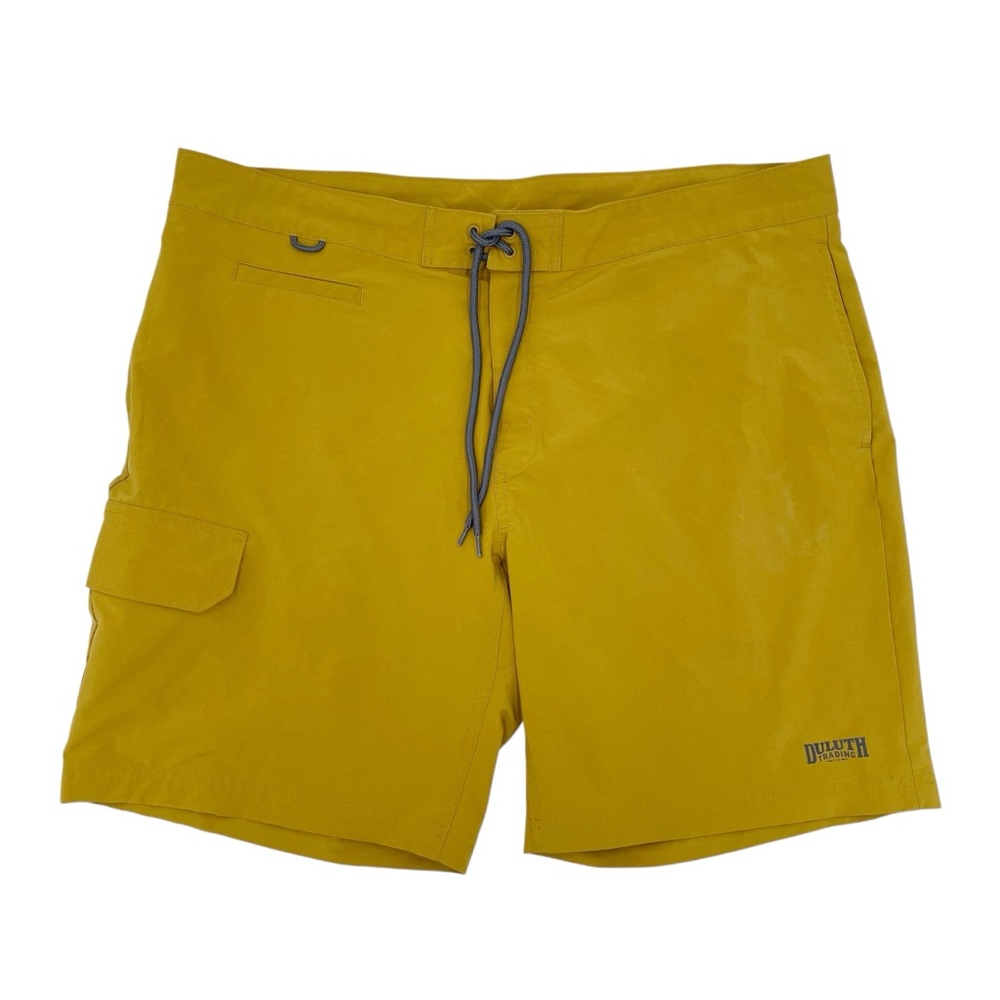 Duluth Trading Co Men's DuluthFlex Bull Moose 9" Board Shorts Olde Gold Size 40